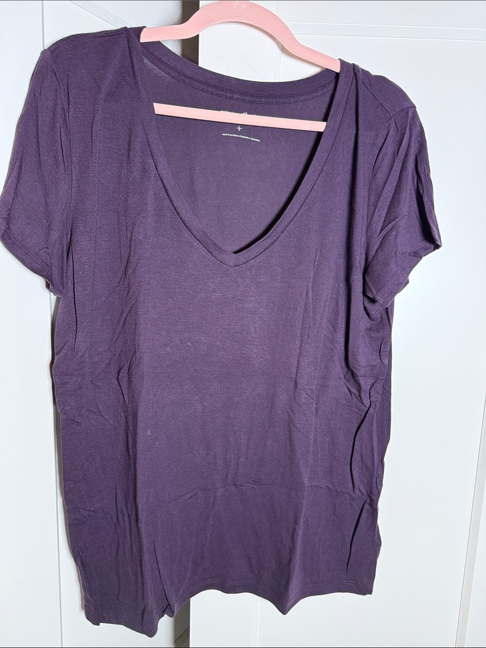 Express Women's Plum V-Neck Short Sleeve Tee